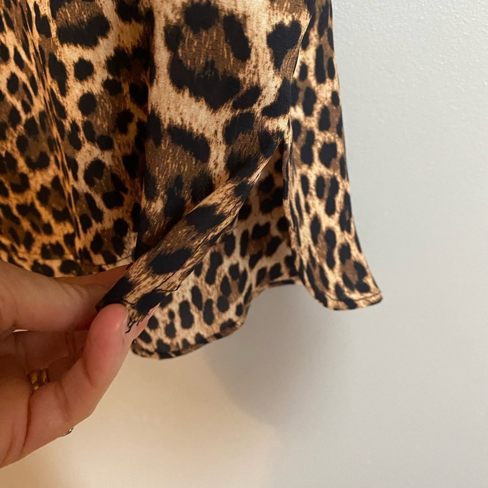 Zara Leopard Print Blouse Animal High Low Size M - Picture 8 of 9